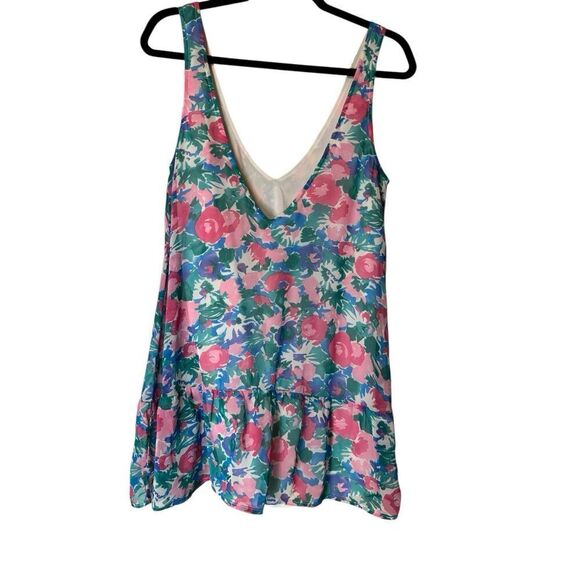 Show Me Your Mumu Womens Small Blue Flower Floral V Neck Sleeveless Tank - Picture 2 of 3